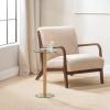imagemDesign Glass Top SideEnd Drink Table  Tall Modern Round Accent Wood Nightstand Furniture for Living Room Dorm Home Office and Bedroom  12quot Round  ClearNatural