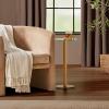 imagemDesign Glass Top SideEnd Drink Table  Tall Modern Round Accent Wood Nightstand Furniture for Living Room Dorm Home Office and Bedroom  12quot Round  ClearNatural