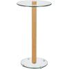 imagemDesign Glass Top SideEnd Drink Table  Tall Modern Round Accent Wood Nightstand Furniture for Living Room Dorm Home Office and Bedroom  12quot Round  ClearNatural