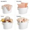 imagemDesign Large Metal Beverage Tub Oval Cooler for Beer Wine Ice and Drinks  Portable 475 Gallon18 Liter Cold Drink Trough for Parties  Steel Bin Bucket Stand with Bamboo Handles 2 Pack White