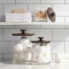 imagemDesign Medium Modern Apothecary Storage Organizer Canister Jars  Acrylic Containers for Bathroom Organization Holder for Vanity Counter Makeup Table Lumiere Collection 2 Pack ClearBronze