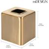 imagemDesign Metal Square Tissue Box Cover Modern Facial Paper Holder  Accessories for Bathroom Vanity Countertop Bedroom Dresser Night Stand Desk Office and End Table  Unity Collection  Soft Brass