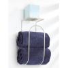 imagemDesign Modern Metal Wire Wall Mount Towel Rack Holder and Organizer with Storage Shelf  for Bathroom Towels Washcloths Hand Towels  Decorative Curved Design  Satin