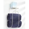 imagemDesign Modern Metal Wire Wall Mount Towel Rack Holder and Organizer with Storage Shelf  for Bathroom Towels Washcloths Hand Towels  Decorative Curved Design  Satin