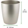 imagemDesign Small Steel Round Trash Can Bucket  15 Gallon Wastebasket Garbage Container Bin for Bathroom Powder Room Bedroom Kitchen Home Office  Hamill Collection  Matte Satin