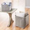 imagemDesign Soft Cotton Fabric Bathroom Storage Bin with Handles  Organizer for Towels Toilet Paper Rolls  for Closets Cabinets Shelves  Textured Weave 2 Pack  Light Gray