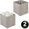 imagemDesign Soft Cotton Fabric Bathroom Storage Bin with Handles  Organizer for Towels Toilet Paper Rolls  for Closets Cabinets Shelves  Textured Weave 2 Pack  Light Gray
