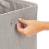 imagemDesign Soft Cotton Fabric Bathroom Storage Bin with Handles  Organizer for Towels Toilet Paper Rolls  for Closets Cabinets Shelves  Textured Weave 2 Pack  Light Gray
