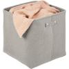 imagemDesign Soft Cotton Fabric Bathroom Storage Bin with Handles  Organizer for Towels Toilet Paper Rolls  for Closets Cabinets Shelves  Textured Weave 2 Pack  Light Gray
