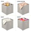 imagemDesign Soft Cotton Fabric Bathroom Storage Bin with Handles  Organizer for Towels Toilet Paper Rolls  for Closets Cabinets Shelves  Textured Weave 2 Pack  Light Gray