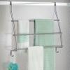 imagemDesign Stainless Steel BathShower Over Door Caddy Hanging Storage Organizer 2Tier Rack with 6 Hooks and 2 Baskets  Holder for Soap Shampoo Loofah Body Wash Omni Collection Satin