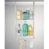 imagemDesign Stainless Steel BathShower Over Door Caddy Hanging Storage Organizer 2Tier Rack with 6 Hooks and 2 Baskets  Holder for Soap Shampoo Loofah Body Wash Omni Collection Satin