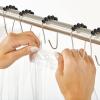 imagemDesign Steel Metal EasyGlide Roller Ball Shower Curtain Rings  Bathroom Shower Curtain and Curtain Liner Rolling Ring Hooks for Shower Rod Guest Bath and Powder Room  12 Rings  Black