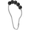 imagemDesign Steel Metal EasyGlide Roller Ball Shower Curtain Rings  Bathroom Shower Curtain and Curtain Liner Rolling Ring Hooks for Shower Rod Guest Bath and Powder Room  12 Rings  Black