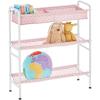 imagemDesign 3Tier Metal Frame Vertical Toy Storage Organizer Cart for ChildKids Bedroom Toy Room Playroom Holds Toys Crayons Building Blocks Puzzles Crafts Books Blankets PinkWhite