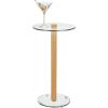 imagemDesign Glass Top SideEnd Drink Table  Tall Modern Round Accent Wood Nightstand Furniture for Living Room Dorm Home Office and Bedroom  12quot Round  ClearNatural