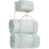 imagemDesign Modern Metal Wire Wall Mount Towel Rack Holder and Organizer with Storage Shelf  for Bathroom Towels Washcloths Hand Towels  Decorative Curved Design  Satin