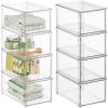 imagemDesign Plastic Stackable Bathroom Storage Organizer Bin with Pull Out Drawer for Cabinet Vanity Shelf Cupboard Cabinet or Closet Organization  Lumiere Collection  8 Pack  Clear