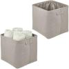 imagemDesign Soft Cotton Fabric Bathroom Storage Bin with Handles  Organizer for Towels Toilet Paper Rolls  for Closets Cabinets Shelves  Textured Weave 2 Pack  Light Gray