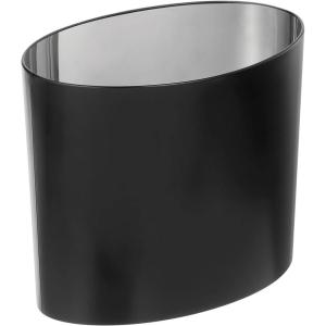 imagemDesign Metal Modern Oval Small 18 Gallon 69 Liter Trash Can Wastebasket for Bathroom Bedroom Holds Garbage Waste Paper Recyclables  Mirri Collection  Black