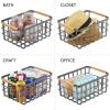 imagemDesign Metal Wire Food Organizer Storage Bin Basket with Bamboo Handles for Kitchen CabinetsPantry Organizing  Farmhouse Decor  Yami Collection  8 Pack  Graphite GrayNatural