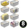 imagemDesign Metal Wire Food Organizer Storage Bin Basket with Bamboo Handles for Kitchen CabinetsPantry Organizing  Farmhouse Decor  Yami Collection  8 Pack  Graphite GrayNatural
