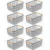 imagemDesign Metal Wire Food Organizer Storage Bin Basket with Bamboo Handles for Kitchen CabinetsPantry Organizing  Farmhouse Decor  Yami Collection  8 Pack  Graphite GrayNatural