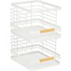 imagemDesign Metal Wire Rustic Farmhouse Large Food Organizer Stackable Storage Bin Basket with Wood Handle for Kitchen Pantry Shelf Cabinet or Cupboard  2 Pack  WhiteNatural