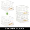 imagemDesign Metal Wire Rustic Farmhouse Large Food Organizer Stackable Storage Bin Basket with Wood Handle for Kitchen Pantry Shelf Cabinet or Cupboard  2 Pack  WhiteNatural