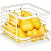 imagemDesign Metal Wire Rustic Farmhouse Large Food Organizer Stackable Storage Bin Basket with Wood Handle for Kitchen Pantry Shelf Cabinet or Cupboard  2 Pack  WhiteNatural