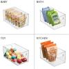 imagemDesign Plastic Home Closet Organizer  Basket Storage Holder Bin w Handles for Bedroom Bathroom Cabinet Shelves Entryway and Hallway  Holds Sweaters Purses  Ligne Collection  4 Pack  Clear
