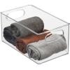 imagemDesign Plastic Home Closet Organizer  Basket Storage Holder Bin w Handles for Bedroom Bathroom Cabinet Shelves Entryway and Hallway  Holds Sweaters Purses  Ligne Collection  4 Pack  Clear