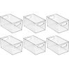 imagemDesign Plastic Kitchen Organizer  Storage Holder Bin with Handles for Pantry Cupboard Cabinet FridgeFreezer Shelves Counter  Holds Canned Food Snacks  Ligne Collection  6 Pack  Clear