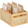 imagemDesign Small Wooden Rectangular Bin Natural Cane Organizer Storage Bin Box with BuiltIn Handles for Kitchen Storage Pantry or Cabinet Organizer Multipurpose Organizing Bin 3 Pack Natural