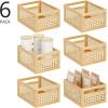 imagemDesign Small Wooden Rectangular Organizer Natural Cane Storage Bin Box with BuiltIn Handles for Kitchen Pantry or Cabinet Multipurpose Organizing Bin 6 Pack Natural