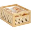 imagemDesign Small Wooden Rectangular Organizer Natural Cane Storage Bin Box with BuiltIn Handles for Kitchen Pantry or Cabinet Multipurpose Organizing Bin 6 Pack Natural