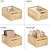 imagemDesign Small Wooden Rectangular Organizer Natural Cane Storage Bin Box with BuiltIn Handles for Kitchen Pantry or Cabinet Multipurpose Organizing Bin 6 Pack Natural