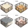 imagemDesign Steel Metal Wire Kitchen Food Storage Organizer Bin Basket for Pantry Organization  Wired Farmhouse Basket with Handle for Shelves  Carson Collection  6 Pack Bronze