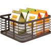 imagemDesign Steel Metal Wire Kitchen Food Storage Organizer Bin Basket for Pantry Organization  Wired Farmhouse Basket with Handle for Shelves  Carson Collection  6 Pack Bronze