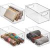 imagemDesign Plastic Home Closet Organizer Basket Storage Holder Bin w Handles for Bedroom Bathroom Cabinet Shelves Entryway and Hallway Holds Sweaters Purses Ligne Collection 4 Pack Clear