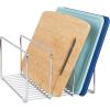imagemDesign Baking Tray Rack  Wire Rack for Sorting Trays Pans and other Cookware Items  FreeStanding Pan Stand for the Kitchen  ChromeChrome