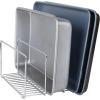 imagemDesign Baking Tray Rack  Wire Rack for Sorting Trays Pans and other Cookware Items  FreeStanding Pan Stand for the Kitchen  ChromeChrome