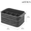 imagemDesign Cutlery Holder with Handles  Decorative Cutlery Basket for Kitchen Garden or Picnic  Storage Box with Large Compartments  CharcoalCharcoal