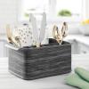 imagemDesign Cutlery Holder with Handles  Decorative Cutlery Basket for Kitchen Garden or Picnic  Storage Box with Large Compartments  CharcoalCharcoal
