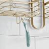 imagemDesign Metal Steel Hanging Shower Caddy 4 Basket Organizer Rack for Bathroom Hold Handheld Shower Head Hose Shampoo Conditioner Shaving Cream Soap Loofah  Carson Collection  Soft Brass