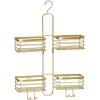 imagemDesign Metal Steel Hanging Shower Caddy 4 Basket Organizer Rack for Bathroom Hold Handheld Shower Head Hose Shampoo Conditioner Shaving Cream Soap Loofah  Carson Collection  Soft Brass