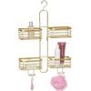 imagemDesign Metal Steel Hanging Shower Caddy 4 Basket Organizer Rack for Bathroom Hold Handheld Shower Head Hose Shampoo Conditioner Shaving Cream Soap Loofah  Carson Collection  Soft Brass