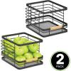 imagemDesign Metal Wire Rustic Farmhouse Large Food Organizer Stackable Storage Bin Basket with Bamboo Wood Handle for Kitchen Pantry Shelf Cabinet or Cupboard  2 Pack  BlackNatural