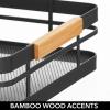 imagemDesign Metal Wire Rustic Farmhouse Large Food Organizer Stackable Storage Bin Basket with Bamboo Wood Handle for Kitchen Pantry Shelf Cabinet or Cupboard  2 Pack  BlackNatural