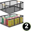 imagemDesign Metal Wire Rustic Farmhouse Large Food Organizer Storage Bin Basket with Bamboo Wood Handles for Kitchen Pantry Shelf Cabinet or Cupboard  2 Pack  BlackNatural